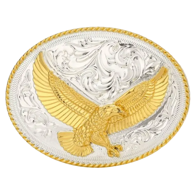 NICENEEDED Vintage Gürtelschnalle Western - Graviertes Kruzifix Design 9x6,9cm