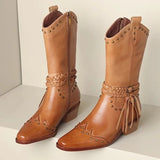 Cowboy Boots Damen Leder Braun