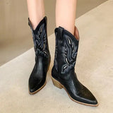 Cowboy Boots Damen Schwarz 100% Leder