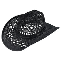Cowboyhut Stroh Schwarz