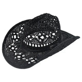 Cowboyhut Stroh Schwarz