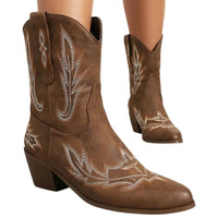 Cowboystiefel Damen Kurz Braun Westernstil