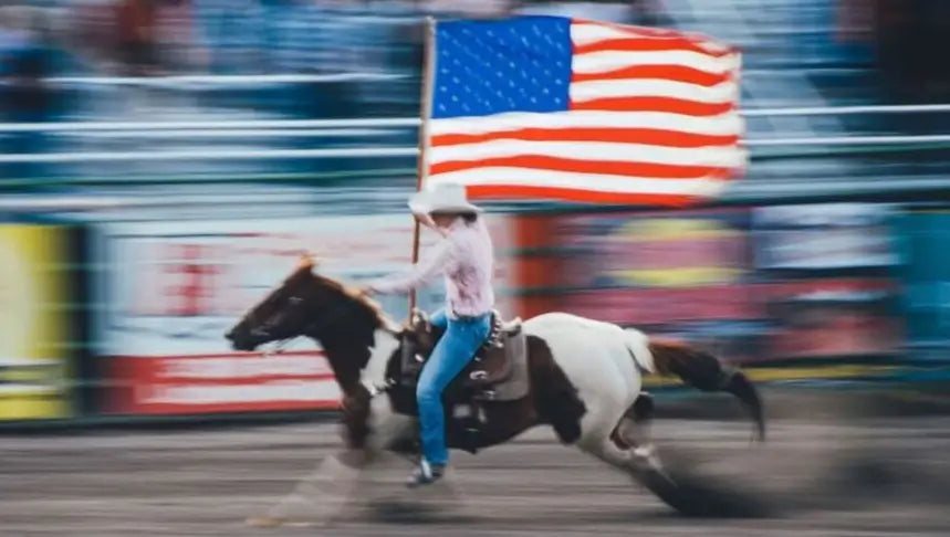 Cowgirl with American Flag